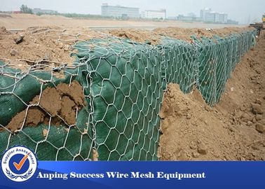 CINA PVC Dilapisi Hot Disped Gabion Wire Mesh Untuk Flood Bank Customized Length pemasok